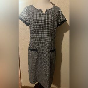 Talbots Black and White Houndstooth Mini Shift Dress